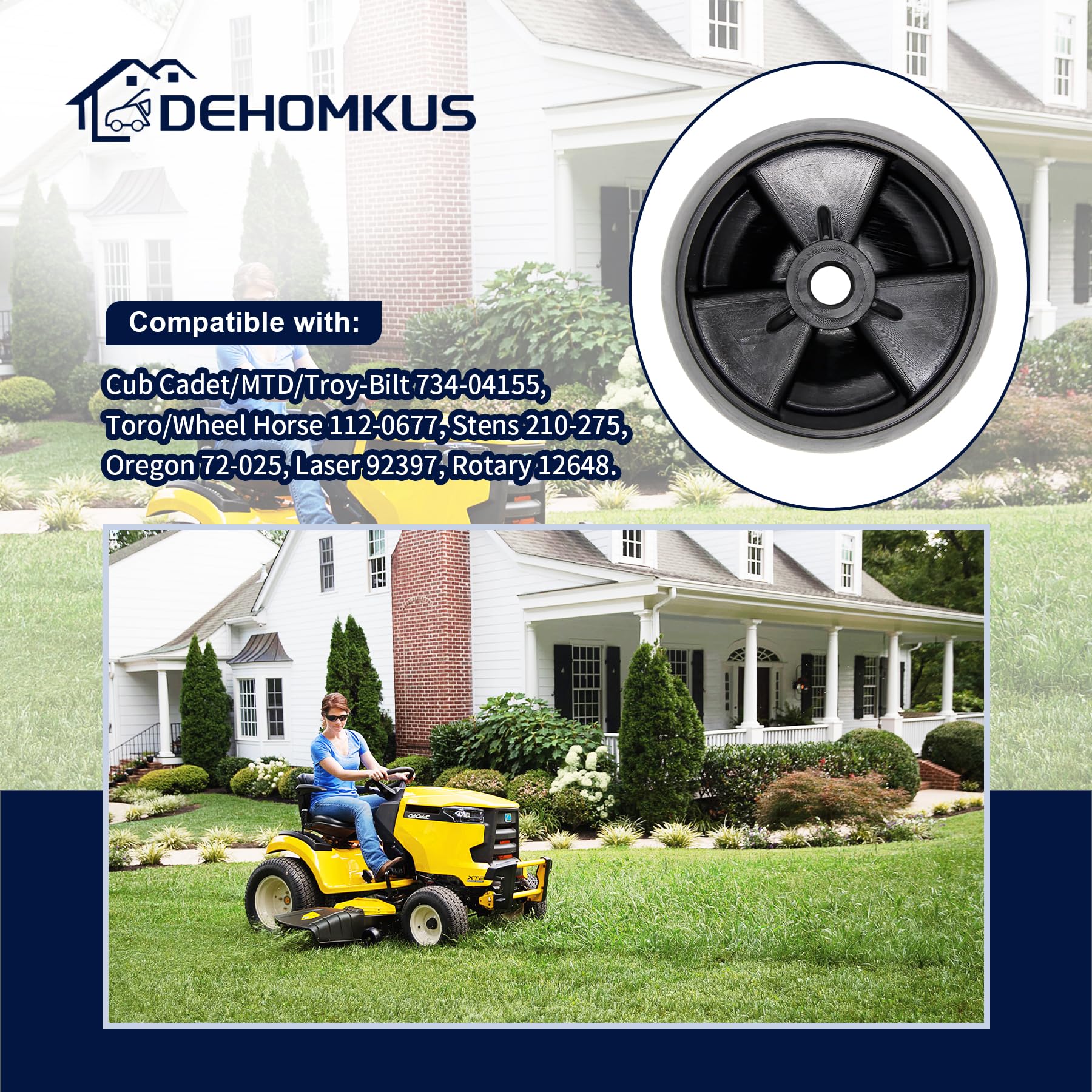 DEHOMKUS deck wheels kit 734-04155 packaging contents.