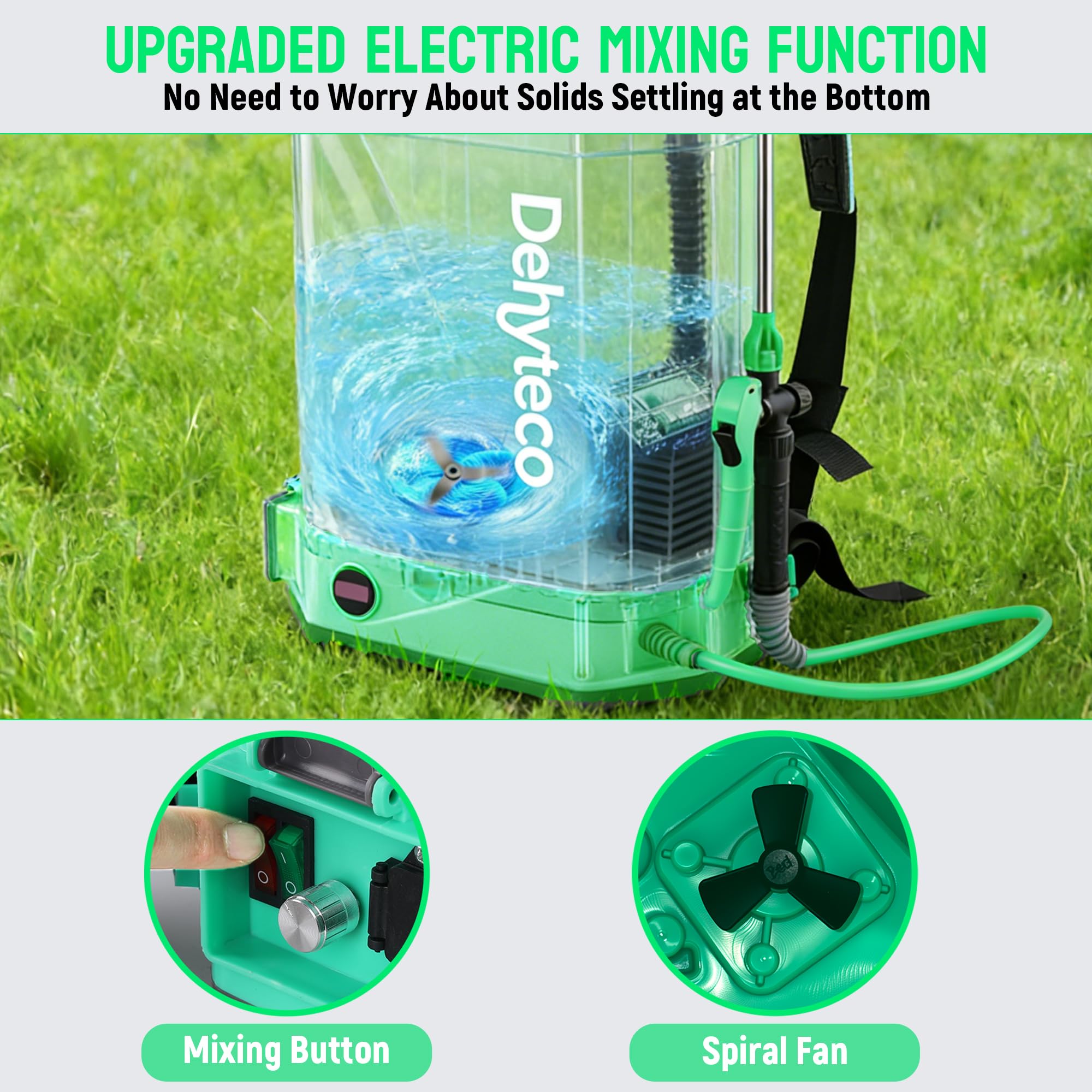 Dehyteco 4-2 gallon tank showing large capacity and easy pour lid