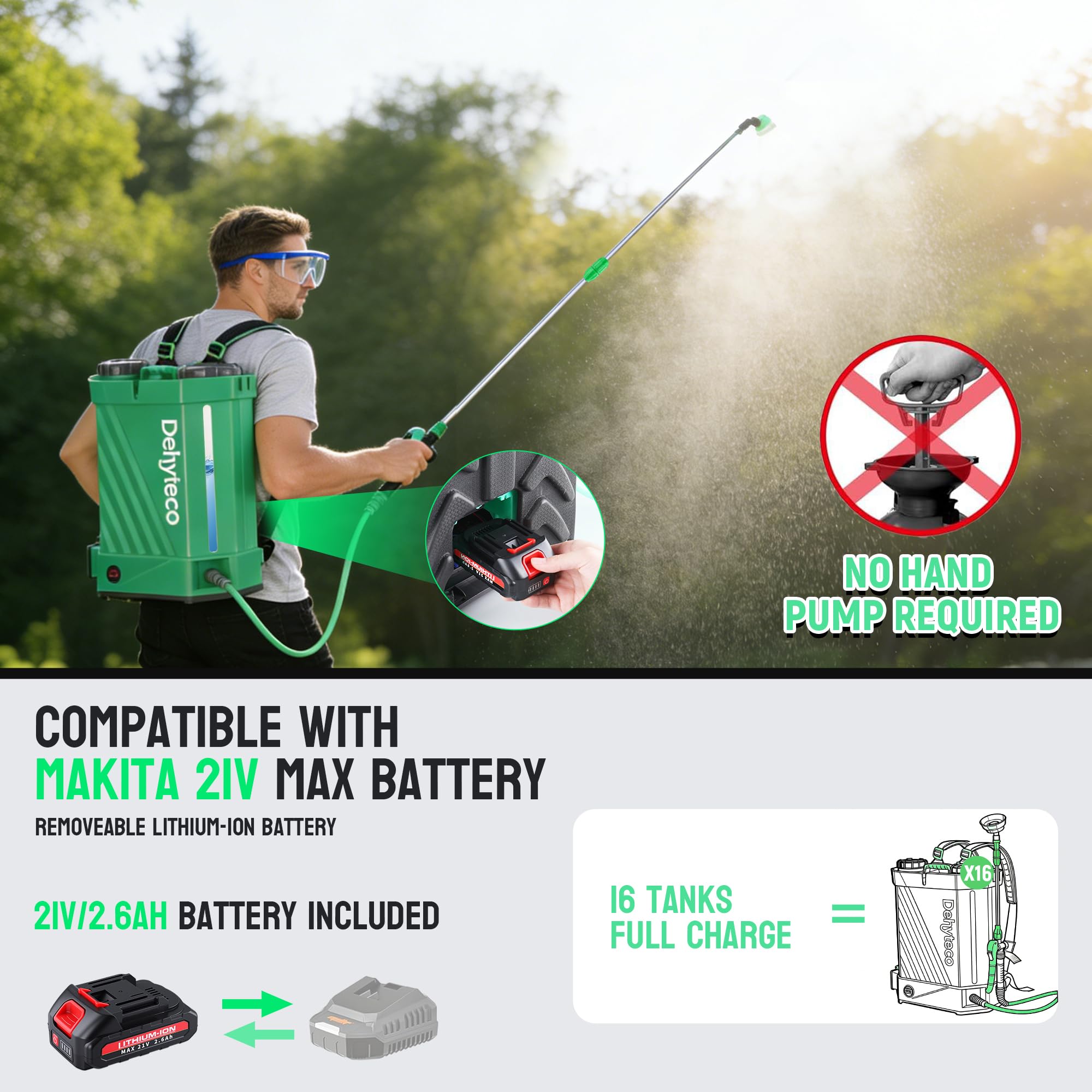 Dehyteco ergonomic backrest and straps for comfortable all-day spraying