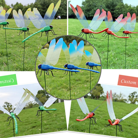 Deiksuir dragonfly garden stake blends elegance with bird deterrence.