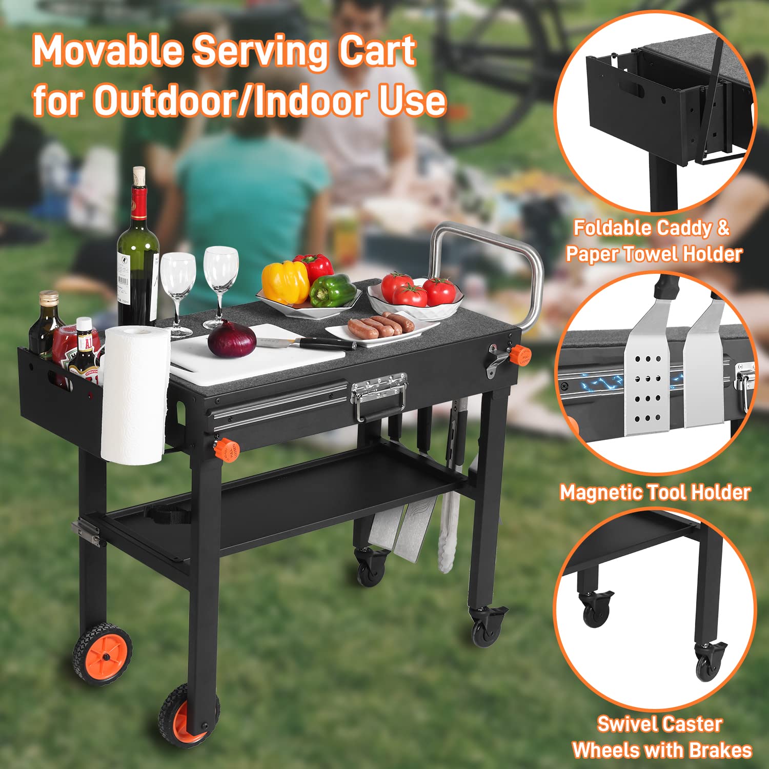 DeintYei foldable caddy with wheels and lock for mobile setup