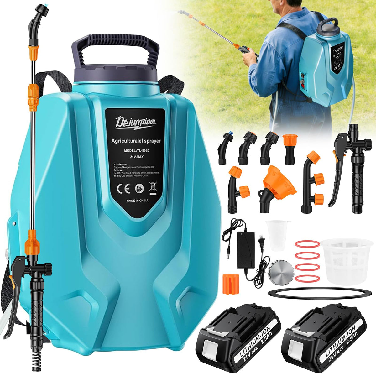 DEJUNPIOOL battery backpack sprayer with 3.2 gal tank for efficient yard treatment