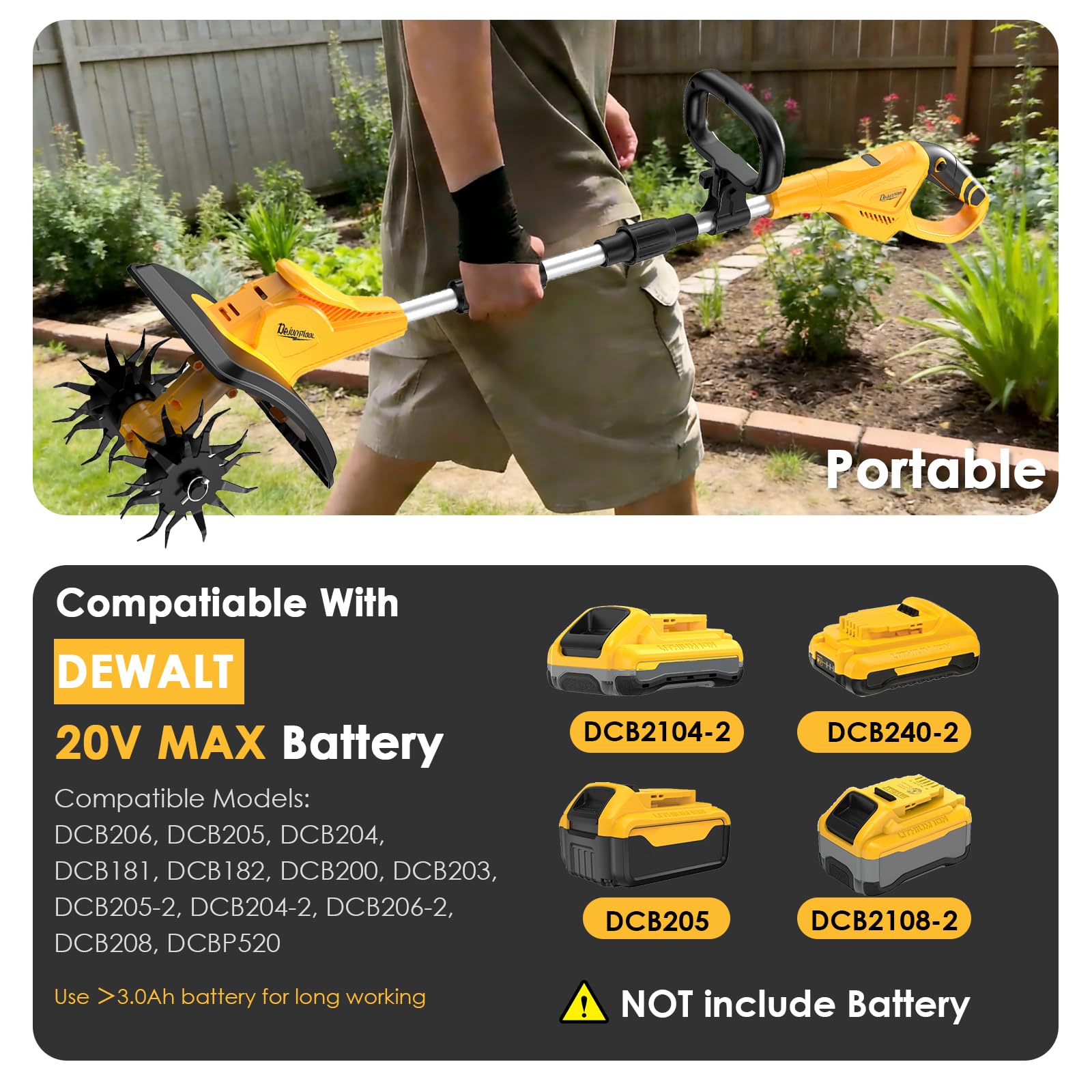 DEJUNPIOOL rototiller demonstrates 310 RPM performance for quick soil prep.