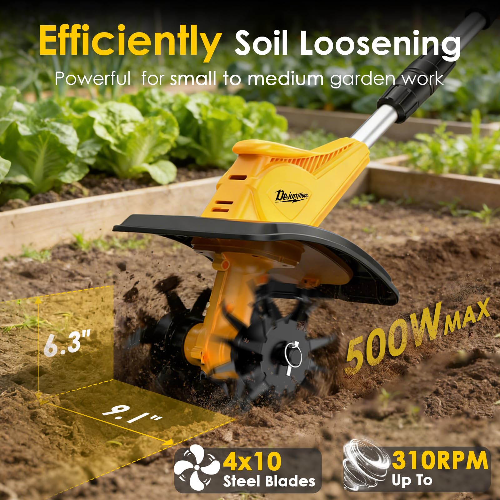 DEJUNPIOOL tiling-width-9-1in-depth-6-3in demonstrates compact garden reach.
