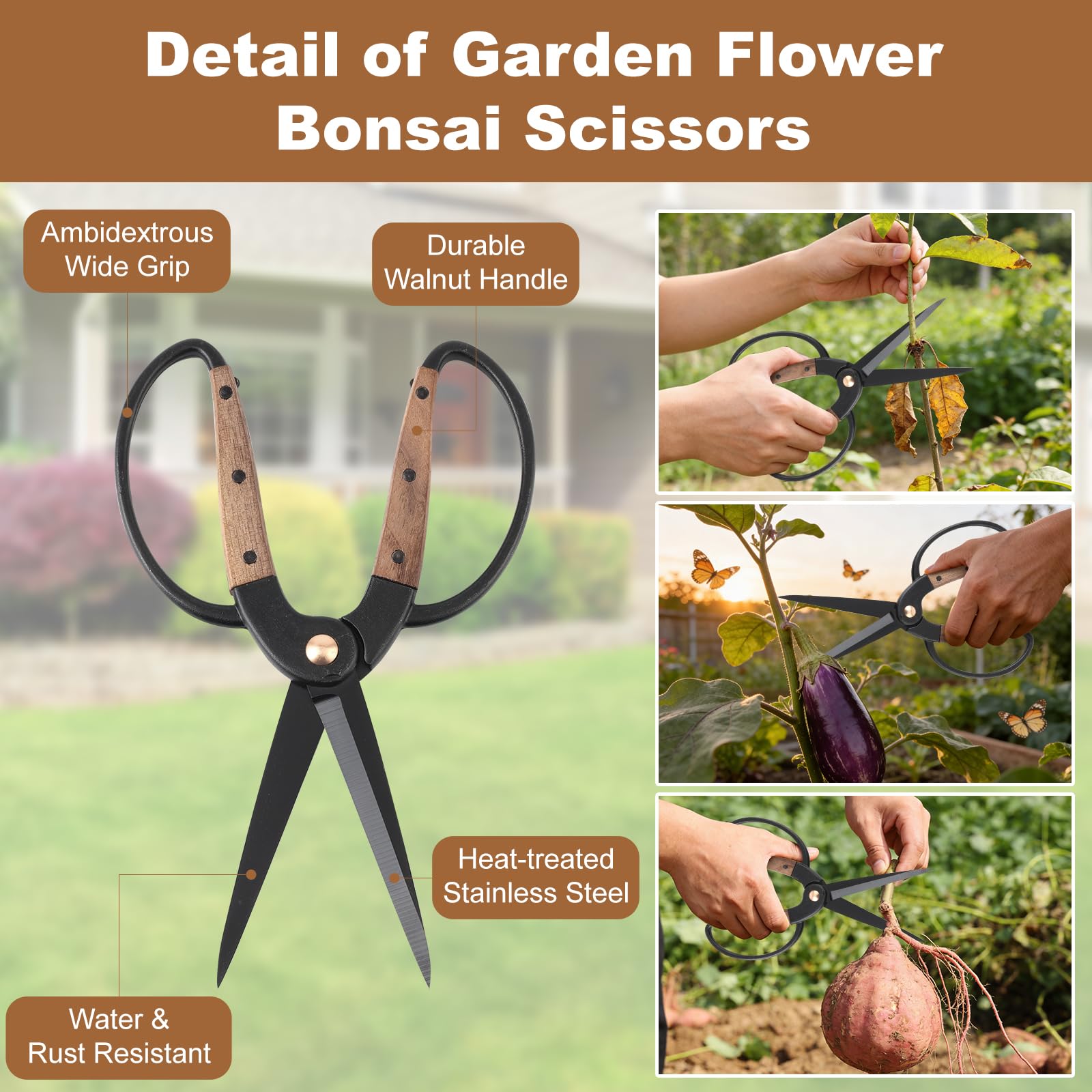 DEKELIY precision garden scissors with 95 mm blade for delicate work
