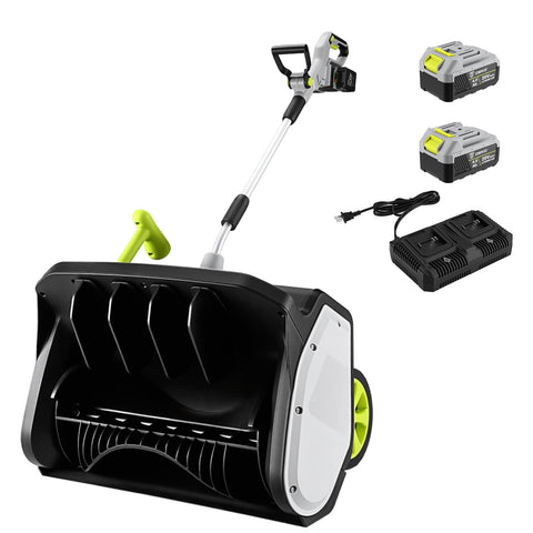 DEKOPRO 40V cordless snow shovel, 17 inch intake for quick sidewalk clearing.