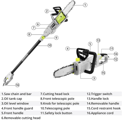 Close-up of DEKOPRO 8A 10-inch chain and bar for efficient yard cutting