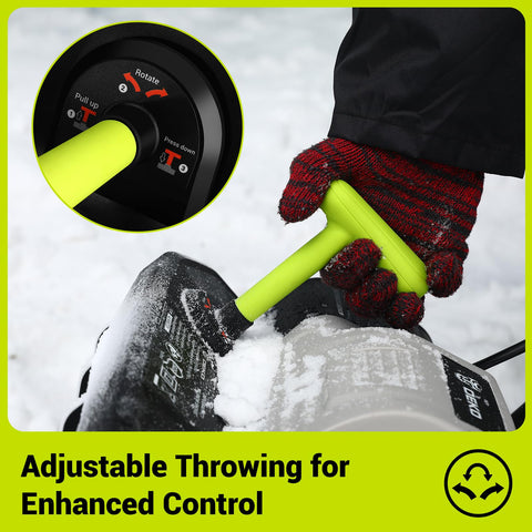 DEKOPRO adjustable chute directs snow away from walkways.