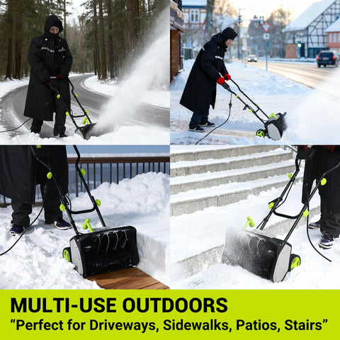 DEKOPRO snow removal tool stores compactly after use.