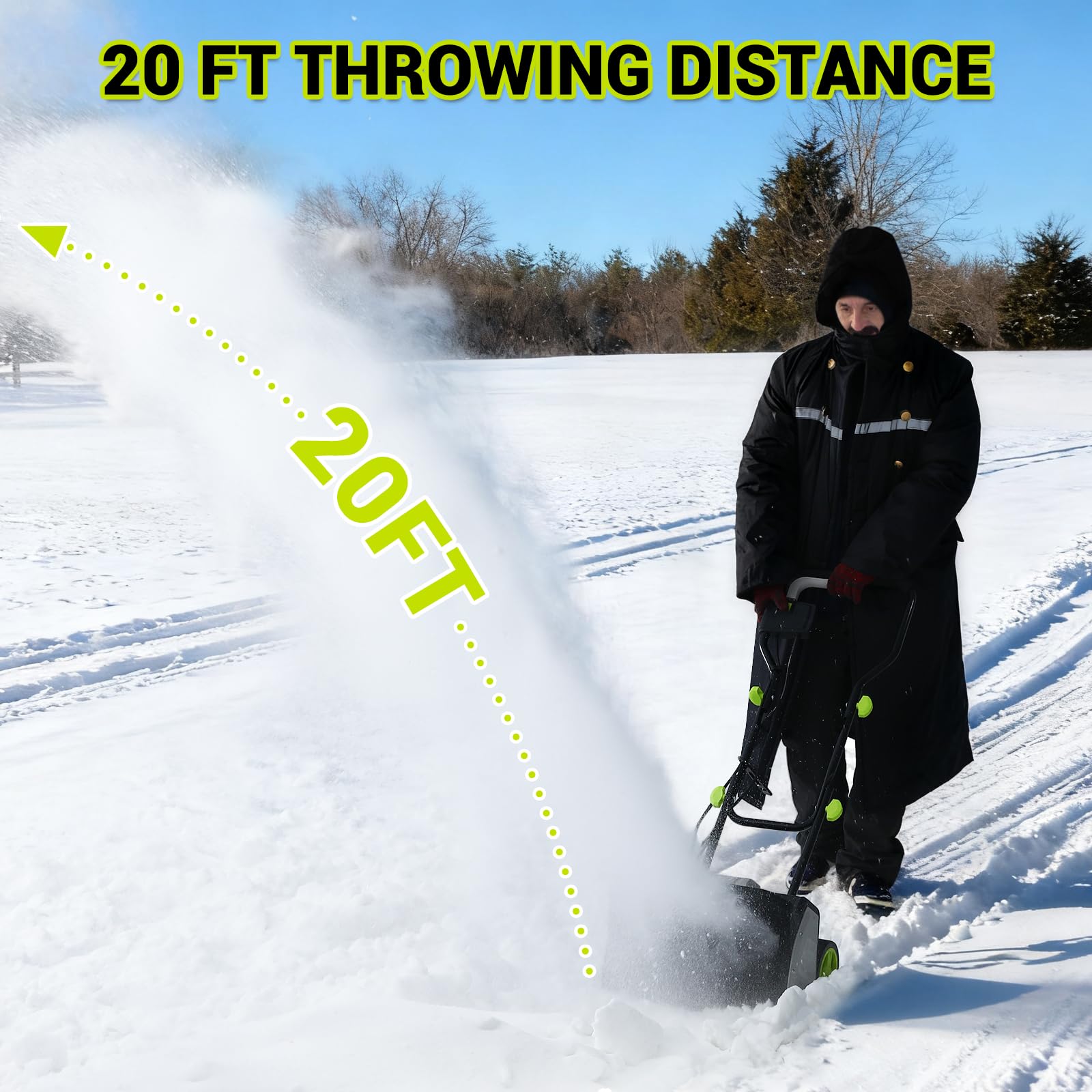 DEKOPRO ergonomic handle design aids comfortable snow removal.
