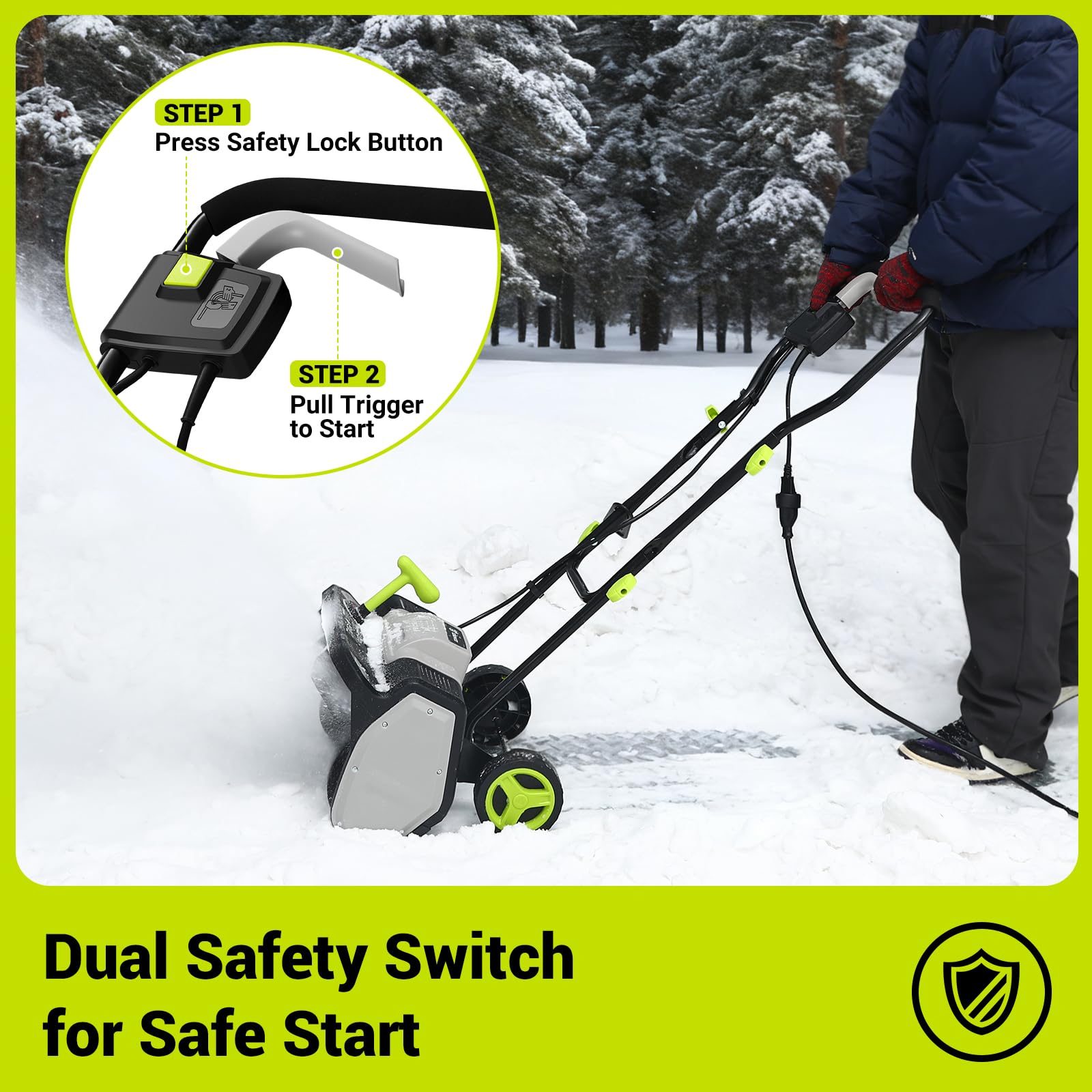 DEKOPRO throws snow up to 20 feet for faster clearing.
