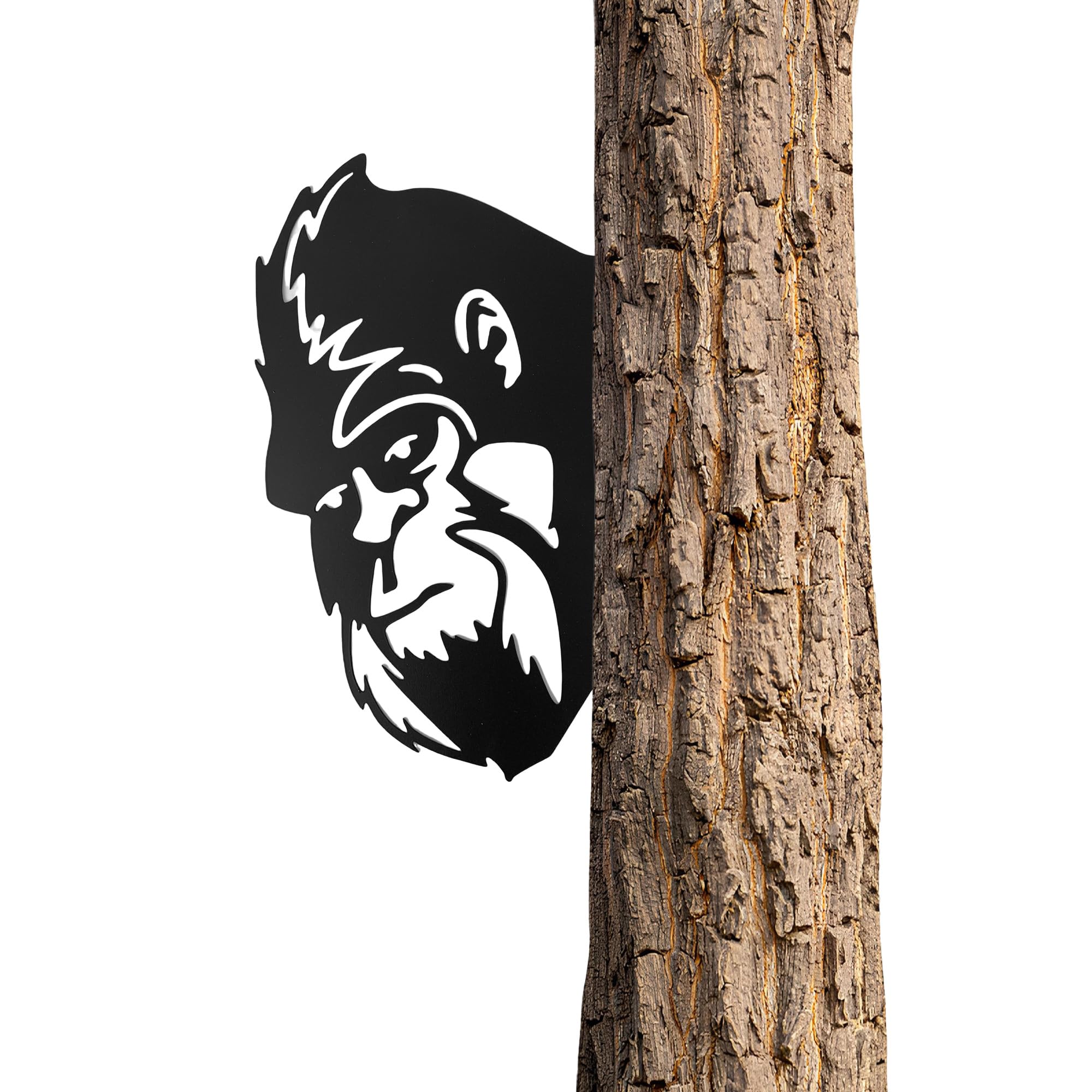 Dekorbay Sasquatch Peek sign on wall, weather-resistant yard art.