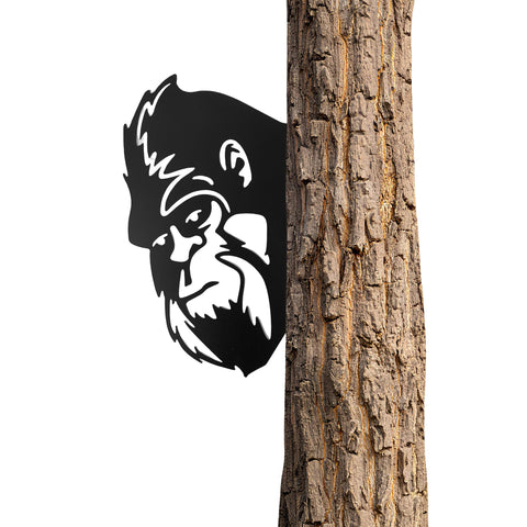 Dekorbay Sasquatch Peek sign on wall, weather-resistant yard art.