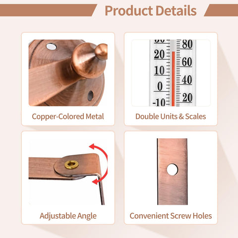 Dekvoraq analog exterior thermometer for garages or porches with simple mounting.