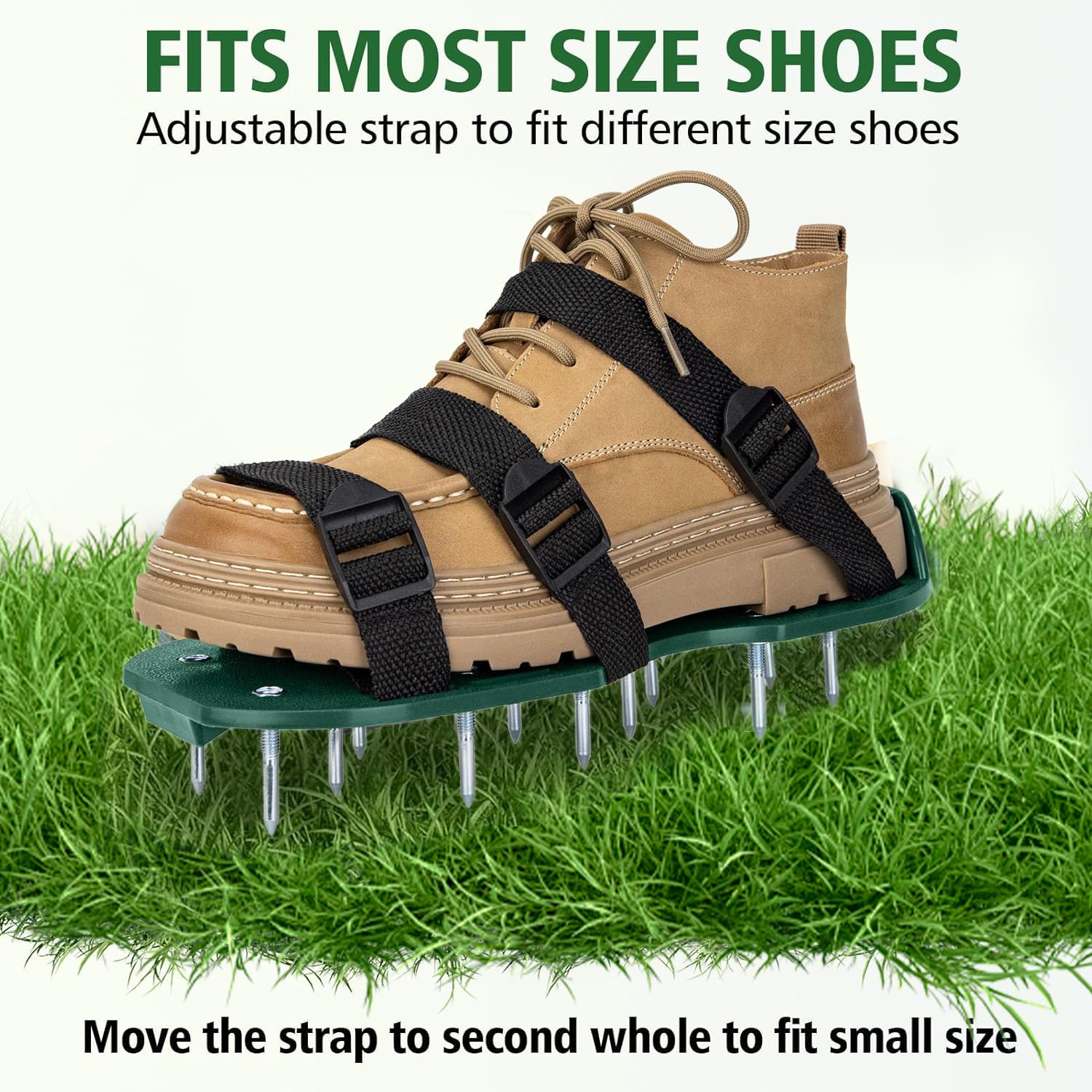 Dekvoraq heavy-duty spikes lawn shoes provide durable penetration for better soil breathing
