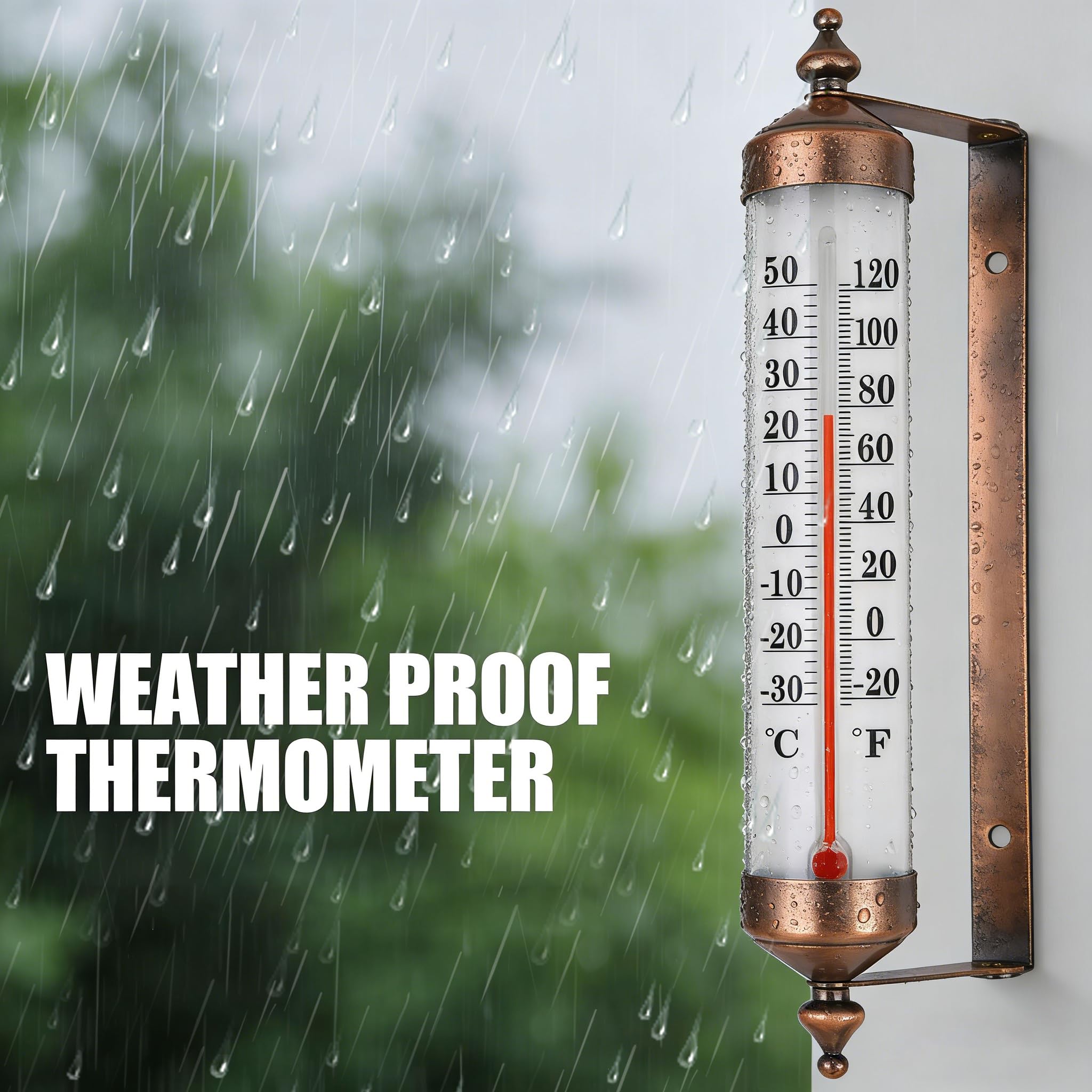 Dekvoraq waterproof outdoor thermometer withstands rain and sun for year-round monitoring.