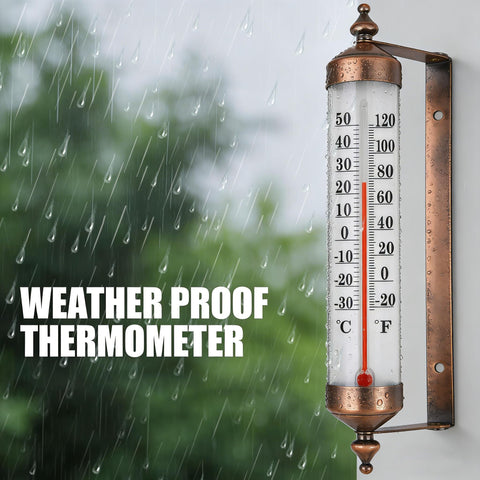 Dekvoraq waterproof outdoor thermometer withstands rain and sun for year-round monitoring.