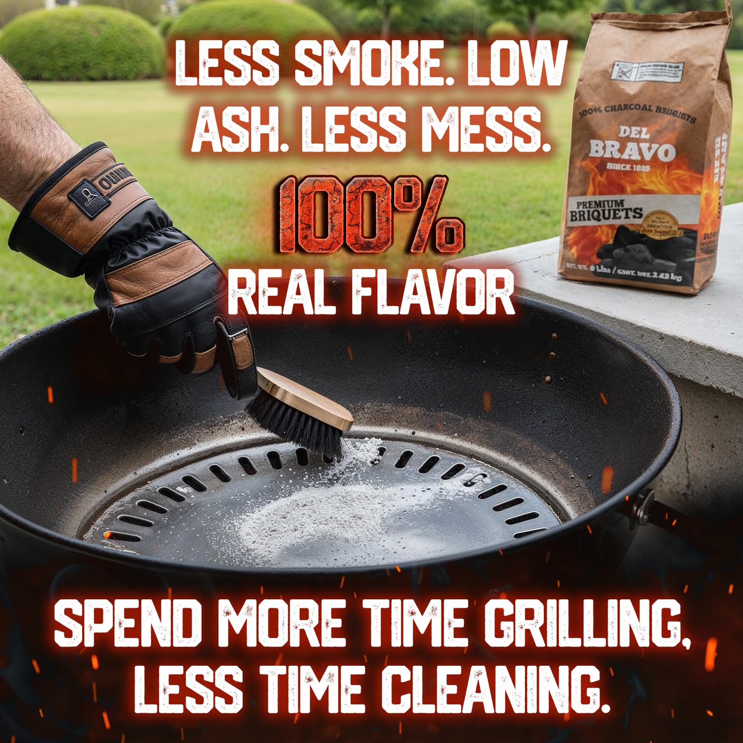 Del Bravo Charcoal Briquettes emit a neutral aroma that preserves food flavor.