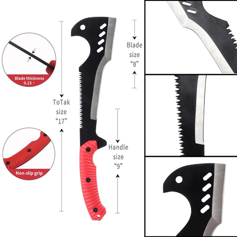 Delacour nylon sheath protects the blade and speeds packing on outdoor trips.