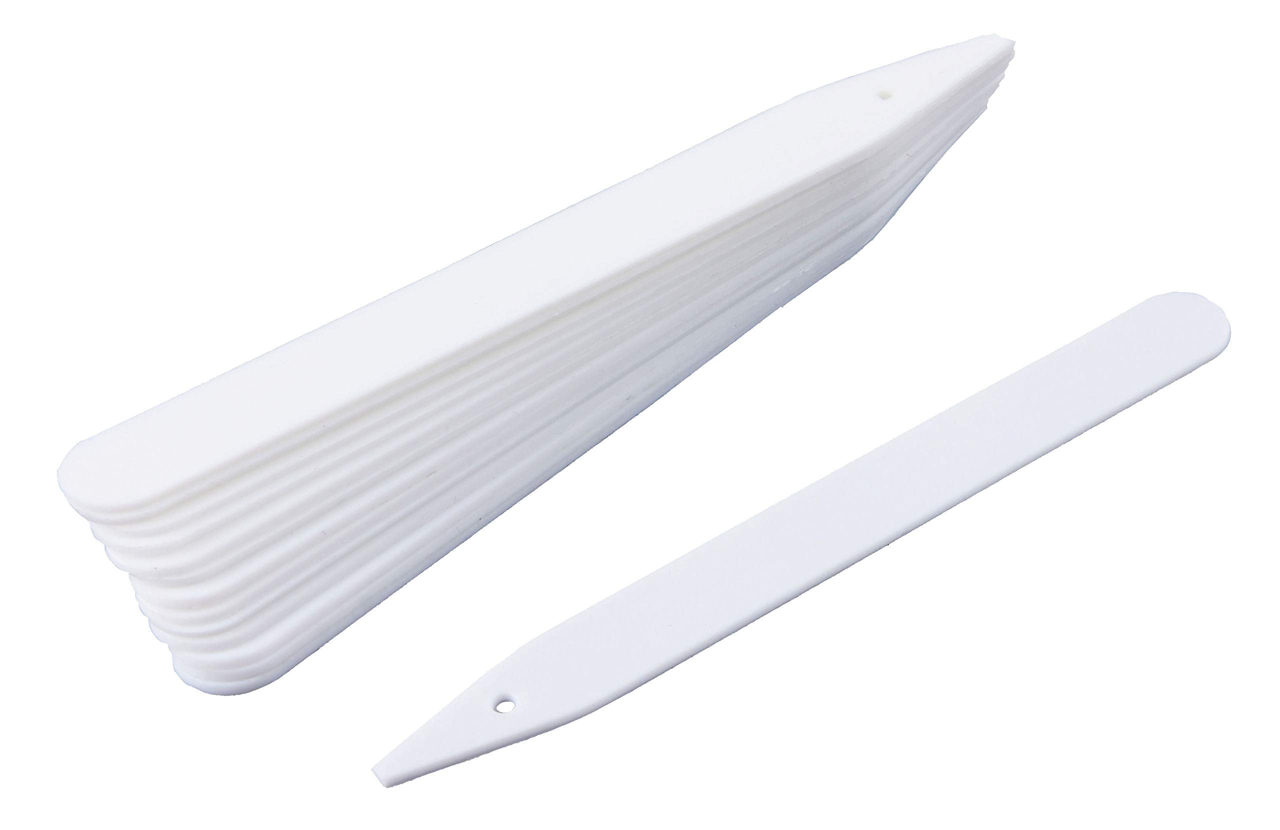 Delatanus 6-inch plant markers in white for clear seed labeling in gardens.