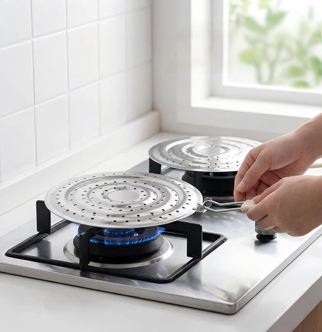 Dele heat diffuser durable construction resists rust and stays cool to touch