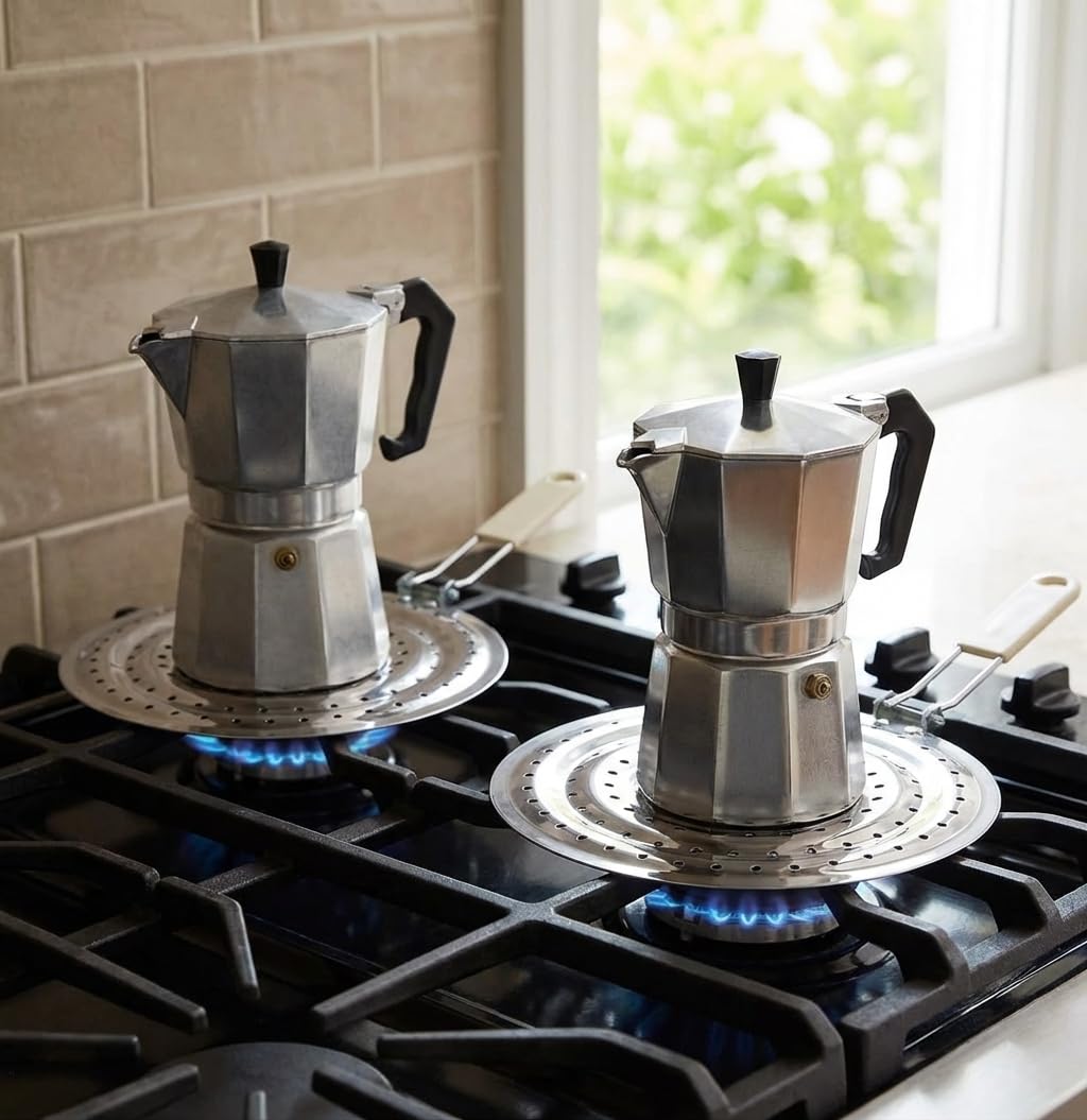 Dele heat diffuser removable handle enables compact storage after cooking