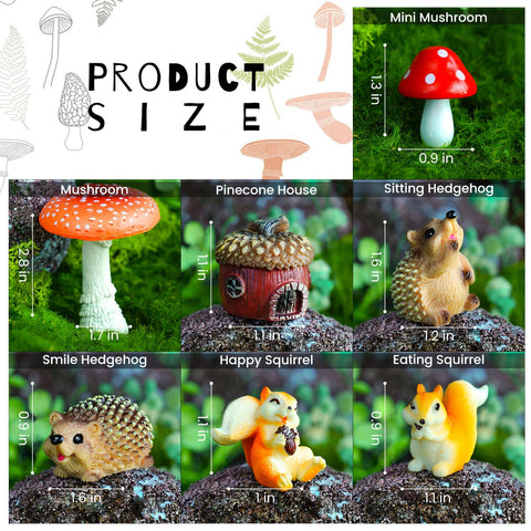 Delighture Fairy Garden hedgehog figurine 2 complements other pieces in whimsical scenes.