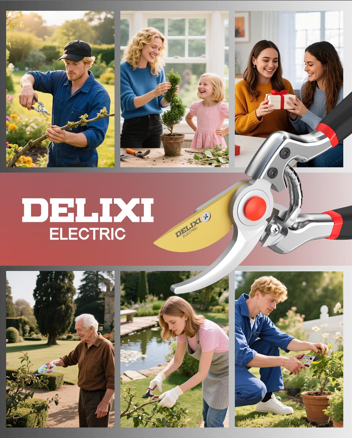 DELIXI ergonomic non-slip grip enhances comfort during long pruning sessions.