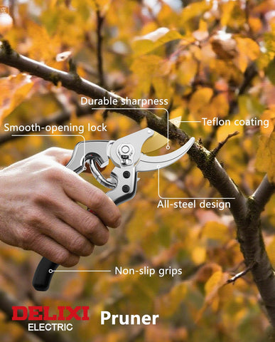 DELIXI heavy-duty shears handle branches up to 1 inch with ease.