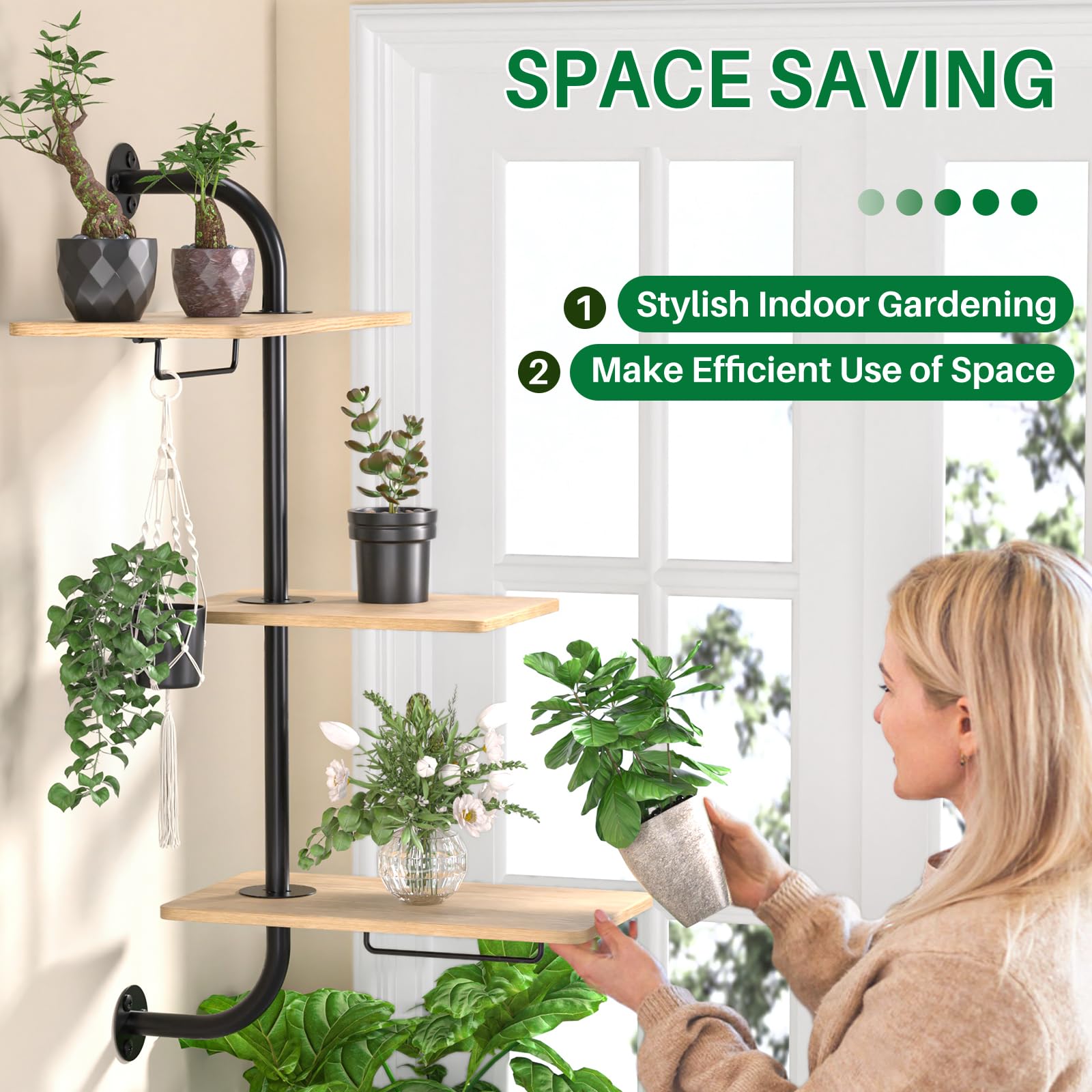 DELLAN durable wood and metal construction supports heavy potted plants
