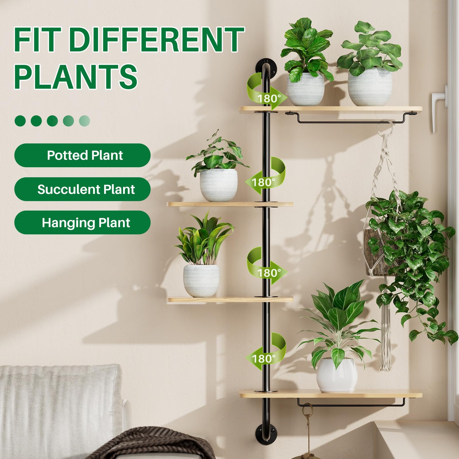 DELLAN hanging bars under shelves for organized plant display