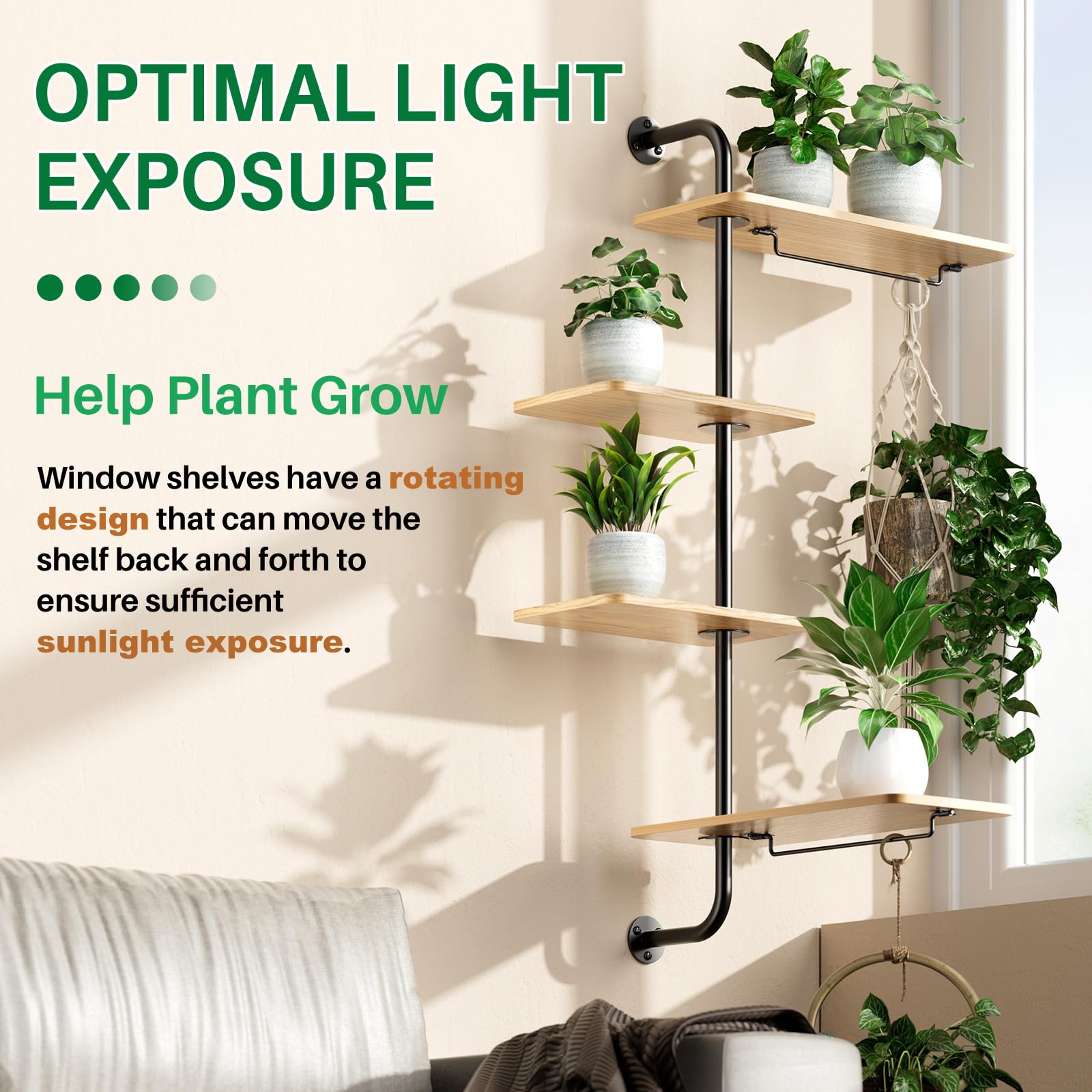 DELLAN space-saving window shelf design fits tight spaces