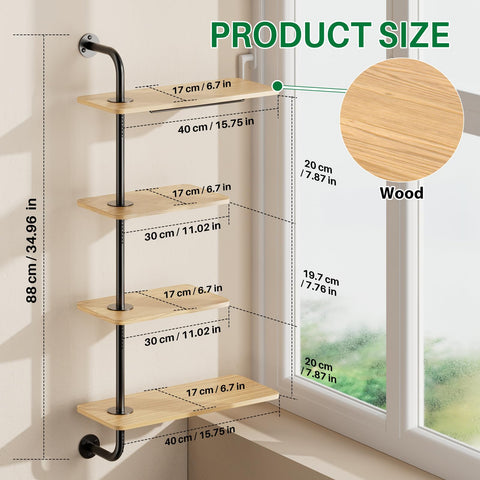 DELLAN wall-mounted indoor plant shelf showing rotating shelves for space-saving display