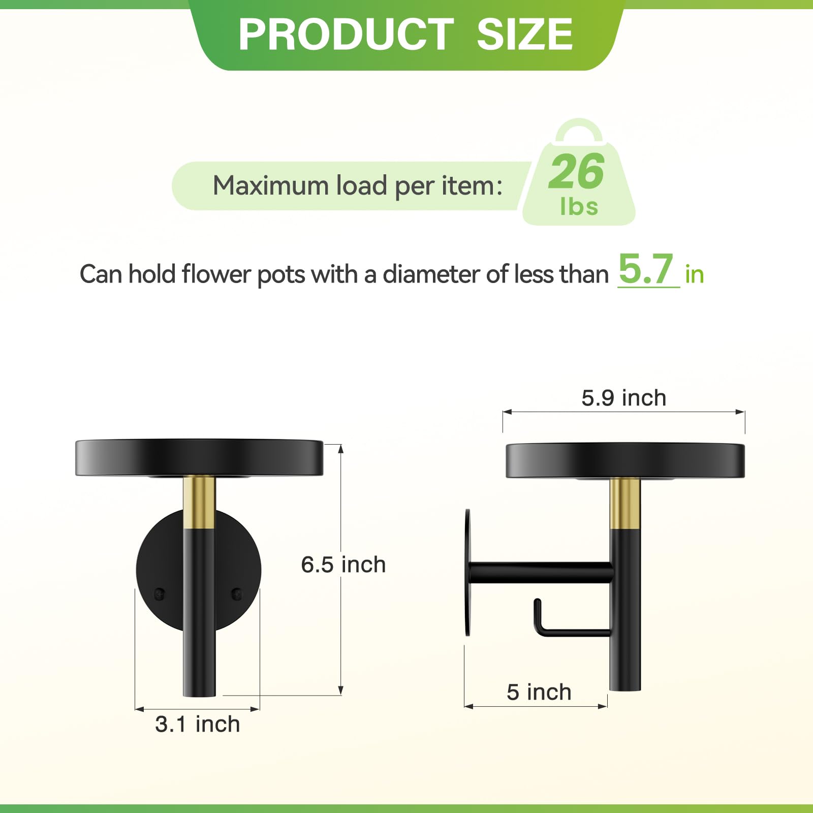 DELLAN wall plant shelf closeup highlights durable metal construction and clean lines.