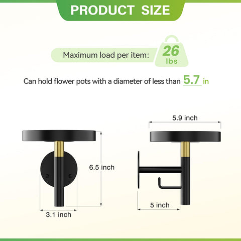 DELLAN wall plant shelf closeup highlights durable metal construction and clean lines.