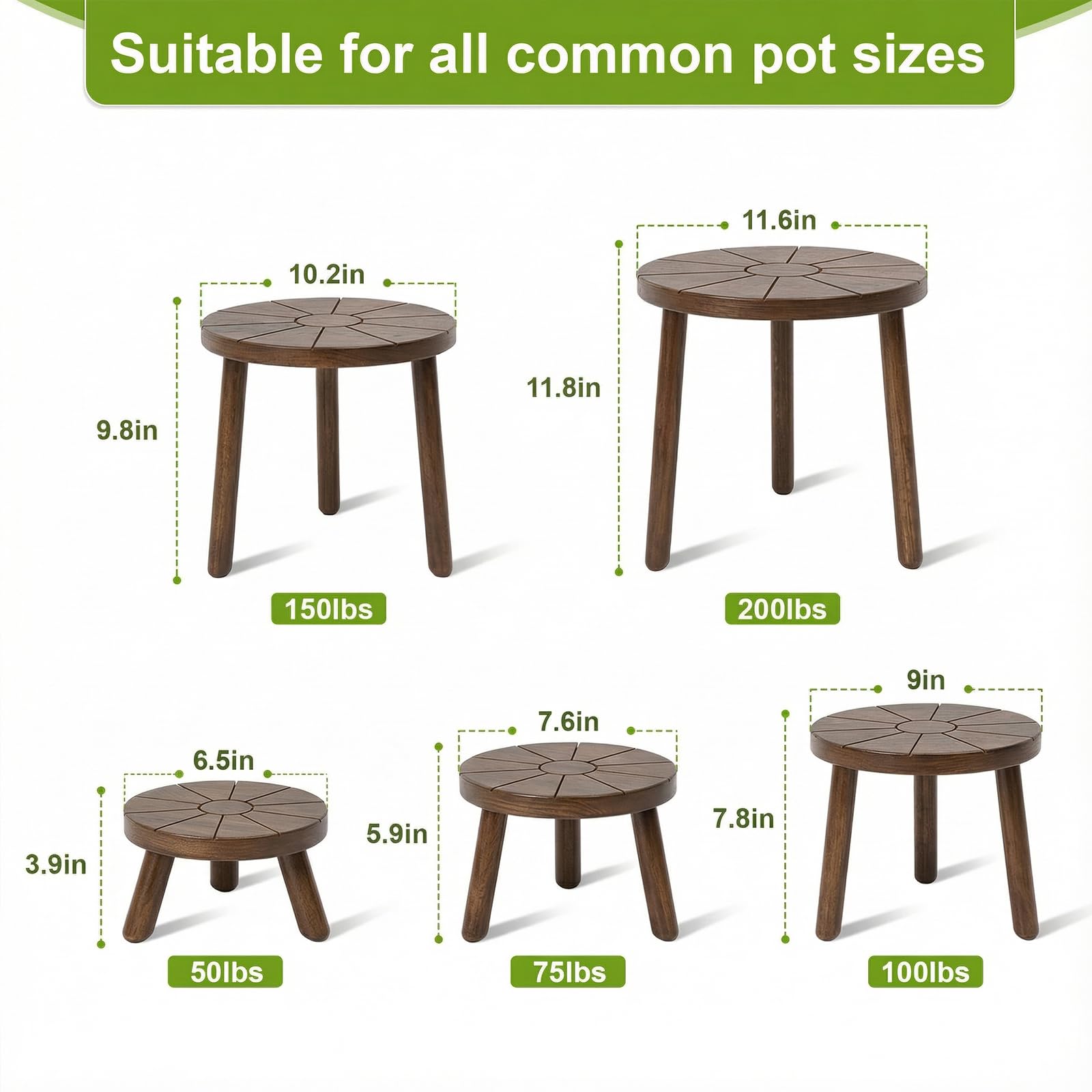 Delma Wood Plant Stand S highlights mid size pots for shelves and windowsills.