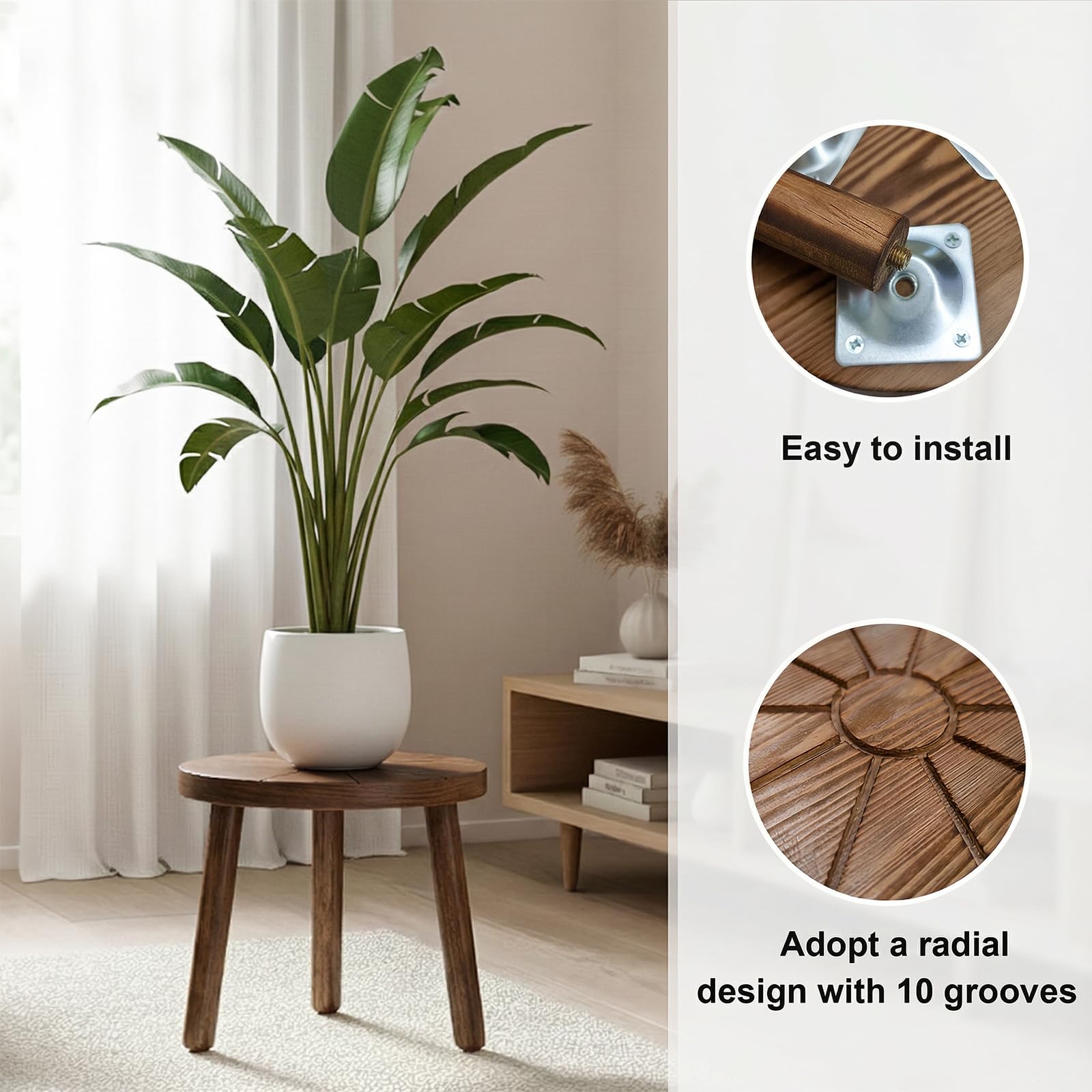 Delma Wood Plant Stand XS compact height for small pots and desk displays.