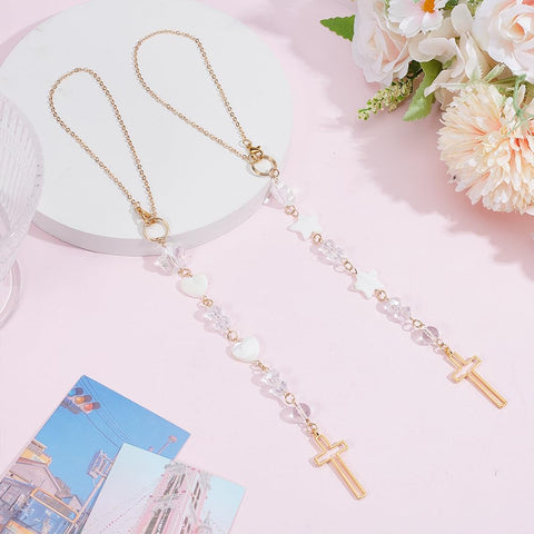 DELORIGIN rearview mirror charm with shell beads for stylish car decoration.