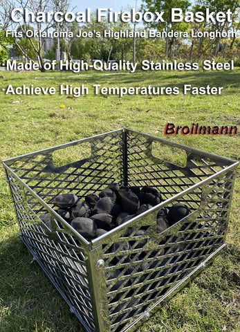 DELSbbq charcoal basket easy-clean design simplifies removal of spent coals.