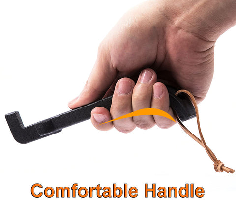 DELSbbq grate lifter with leather lanyard for easy hanging after grilling