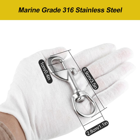 DELSWIN bolt snap hook 350lbs in heavy-duty use on flags.