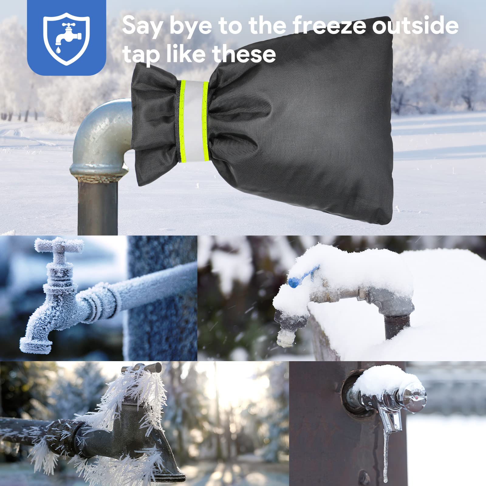 DELUX weatherproof faucet cover shields against sun and rust.