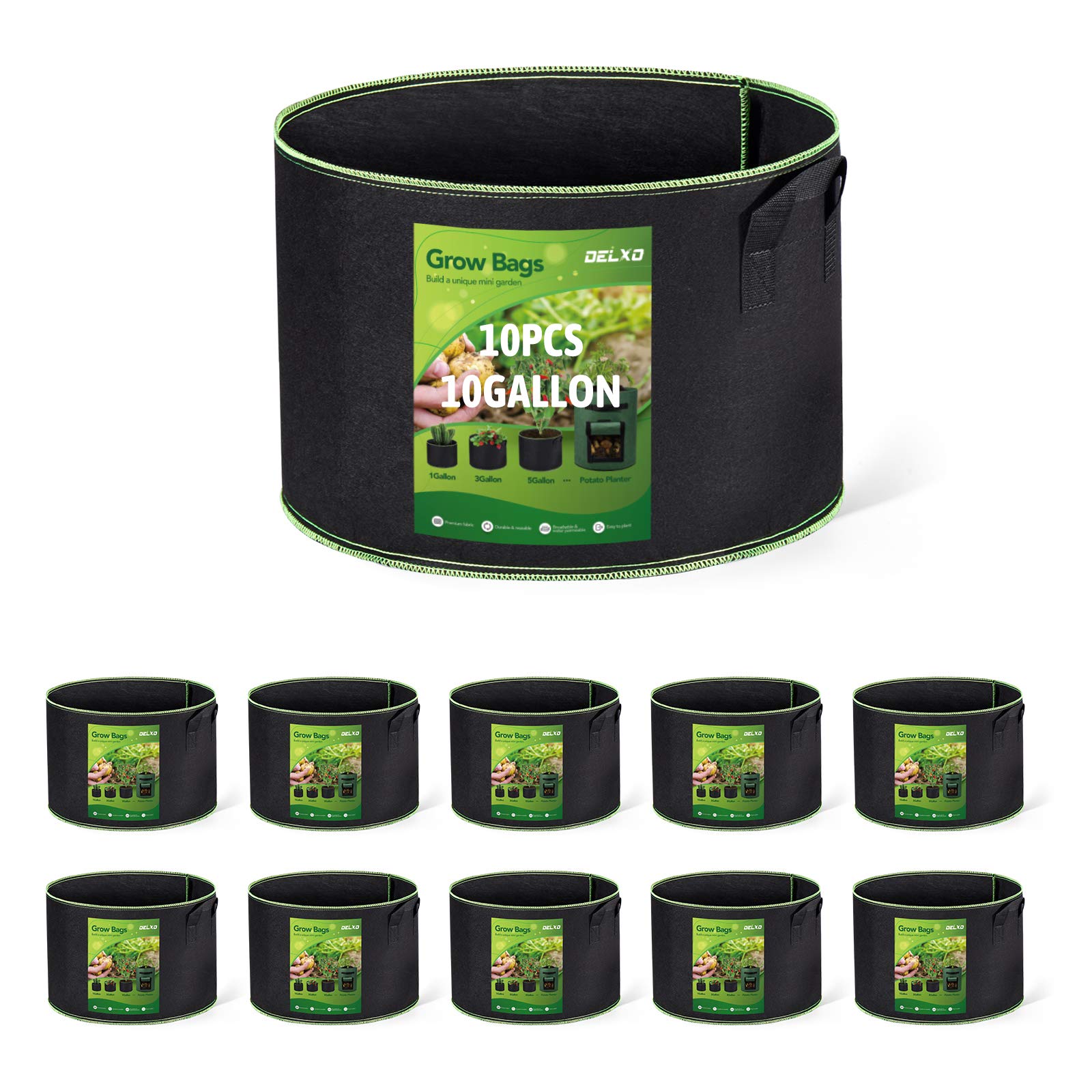 Delxo 10-gallon grow bag side view for versatile planting