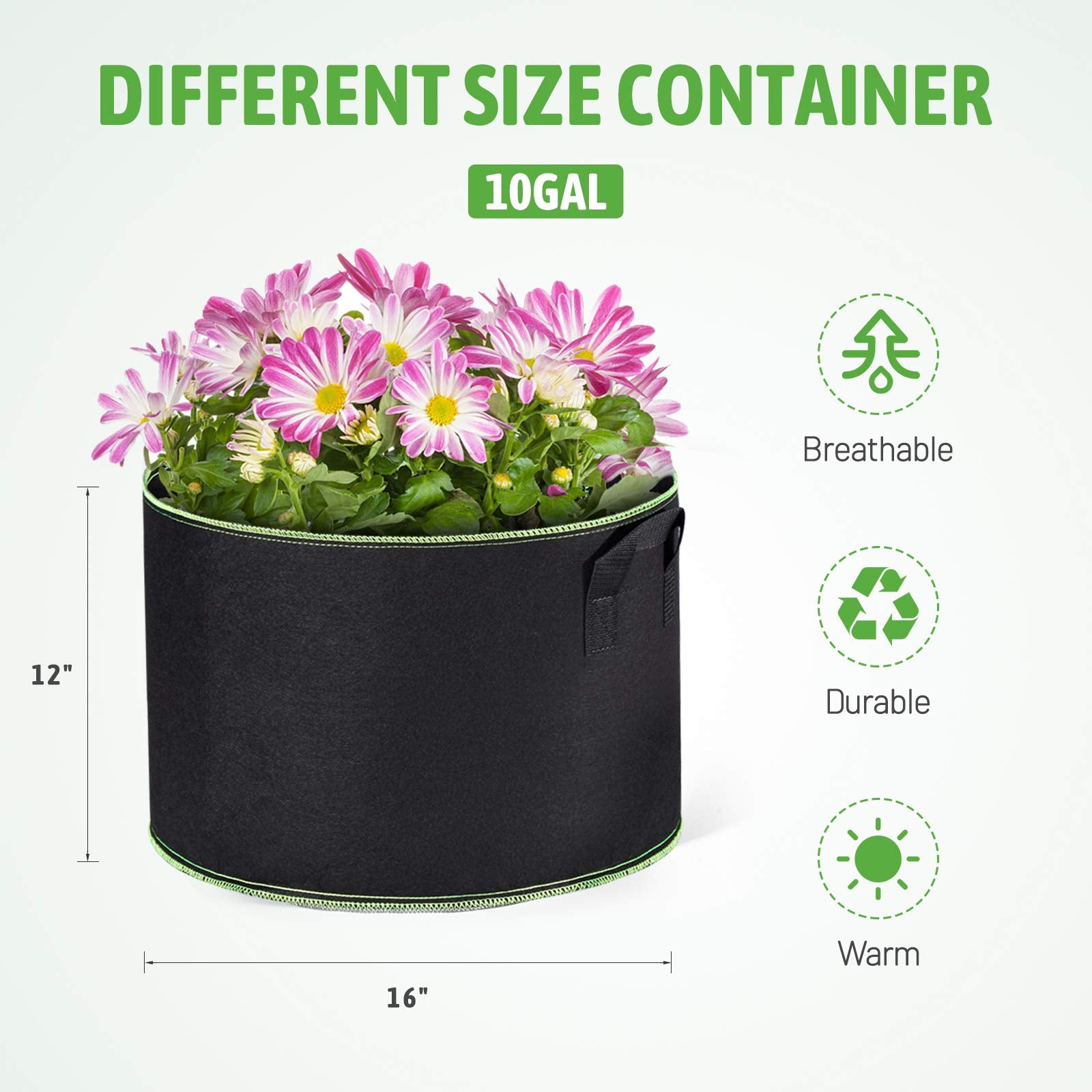 Delxo grow bag showing thickened 300G nonwoven fabric