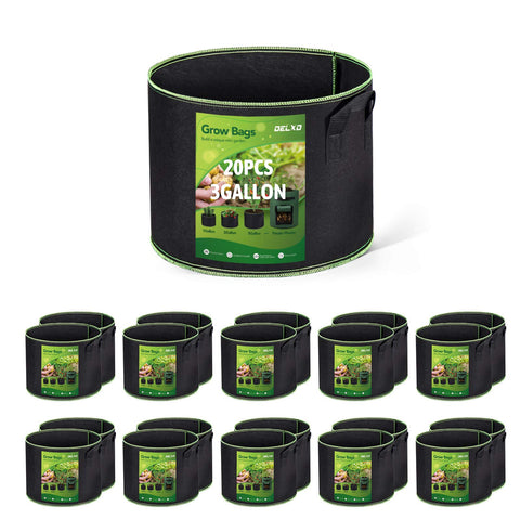 Delxo 3-gallon grow bag close-up showing durable nonwoven fabric.