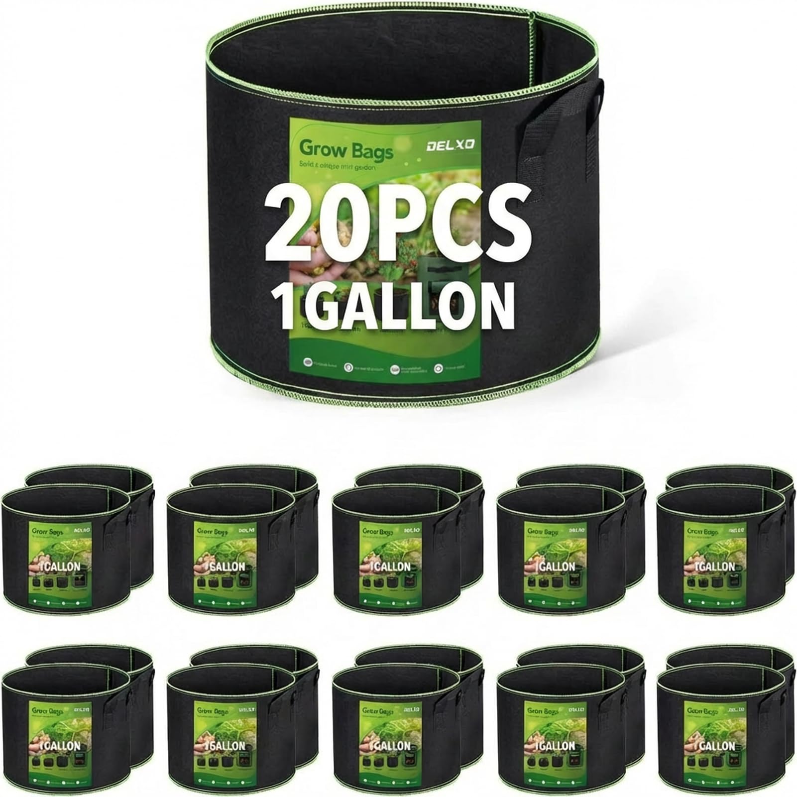 Delxo 20-pack 1-gallon grow bags ready for compact balcony gardening