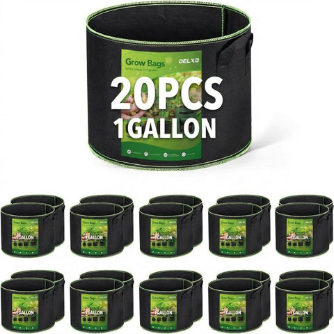 Delxo 20-pack 1-gallon grow bags ready for compact balcony gardening