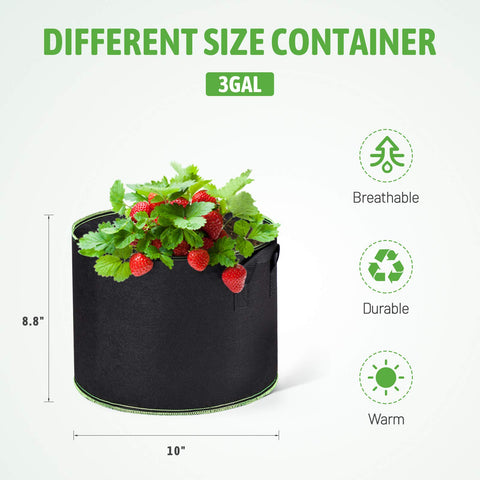 Delxo 3-gallon grow bags in outdoor garden promoting healthy rooting.