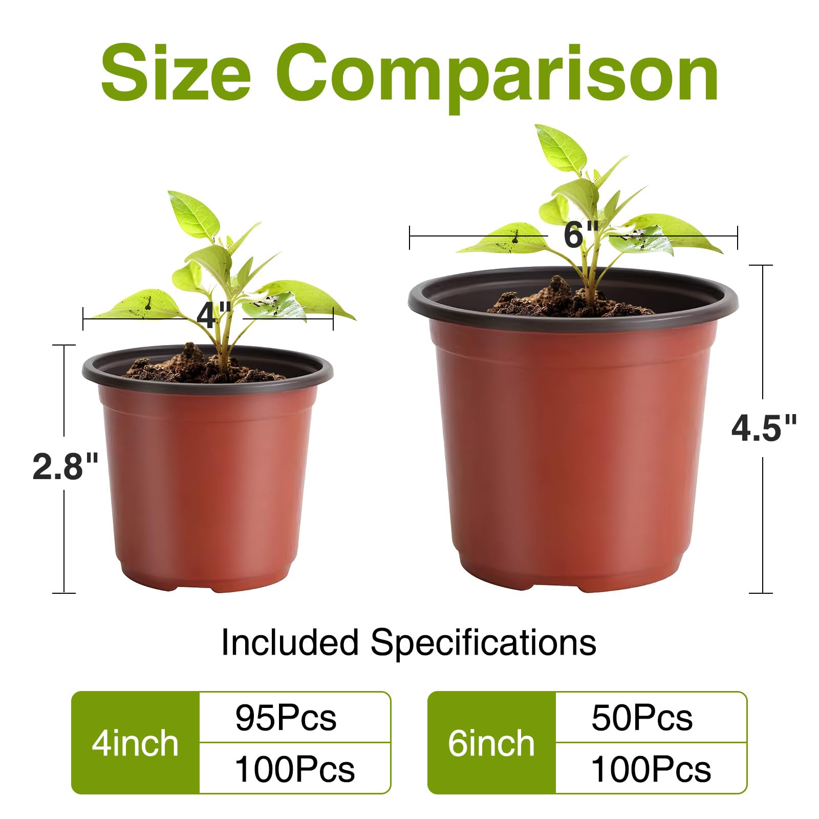 Delxo 6inch nursery pot top view showing opening and planting.
