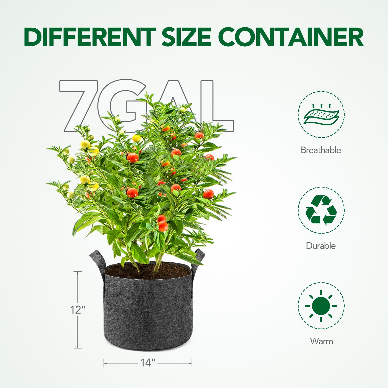 Delxo grow bag handles closeup, easy transport and lifting for balcony or patio gardening.